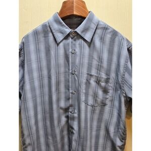 Michael Brandon Shirt Mens Large Gray Plaid Short Sleeve Button Front Casual